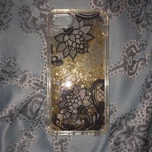 Clear iPhone 8 case with gold glitter design
